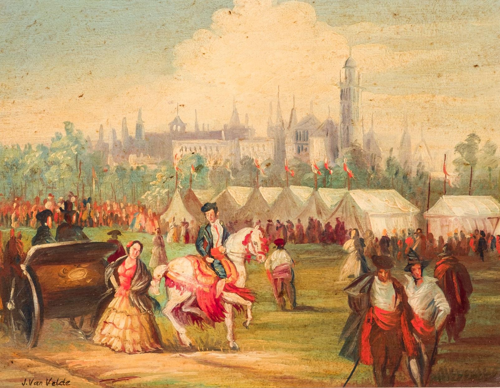 Artwork by J. van de Velde, La feria del caballo, Made of Oil on panel