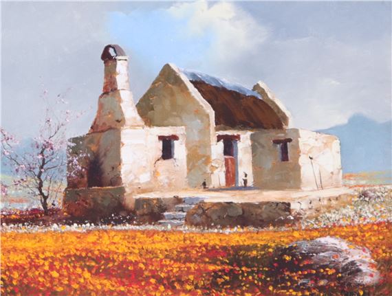 SMALL COTTAGE WITH BLOSSOM TREE