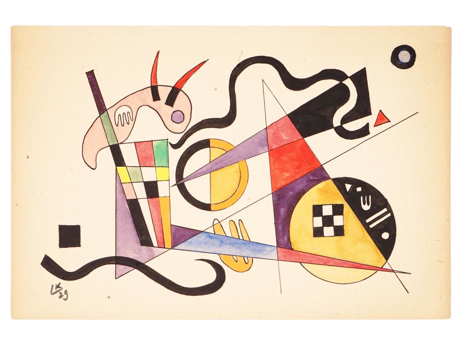 Artwork by Wassily Kandinsky, A WASSILY KANDISKY MIXED MEDIA ABSTRACT PAINTING, 1929, Made of mixed media on paper