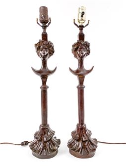 PAIR OF GIACOMETTI-STYLE BRONZE TABLE LAMPS - Alberto Giacometti