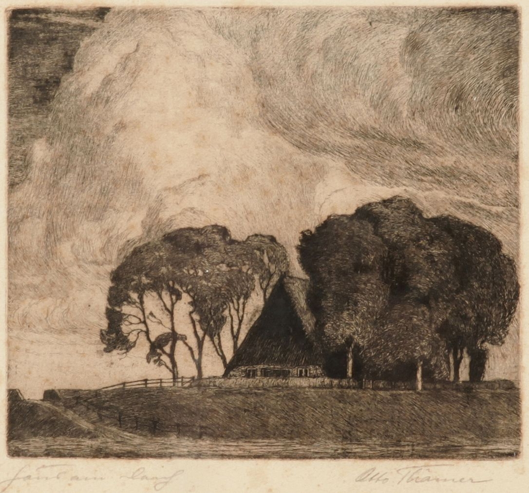 Artwork by Otto Thämer, Landschaft m. Bauernkate.- Radierung, Made of Etching