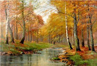 Herbstliche Waldlandschaft m. kl. Bach - Franz Otto Wieduwilt