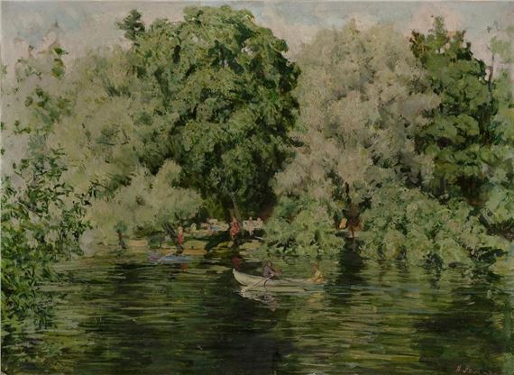 Boating in a Park by Nikolai Mikhailovich Romadin, 1957