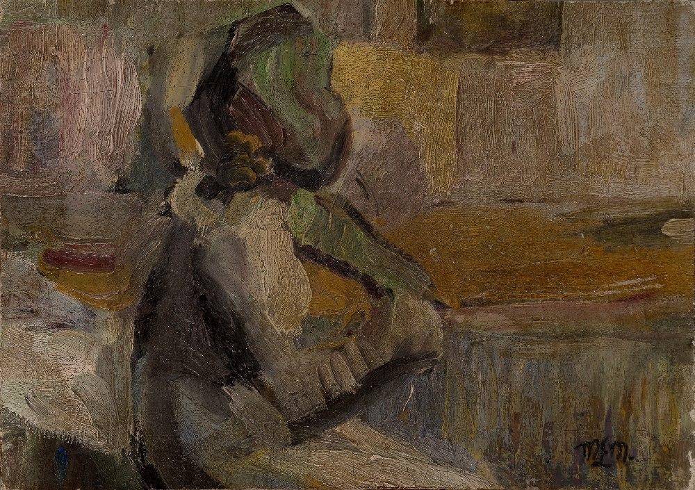 Artwork by Małgorzata Łada Maciągowa, Figure in an interior, Made of oil on canvas