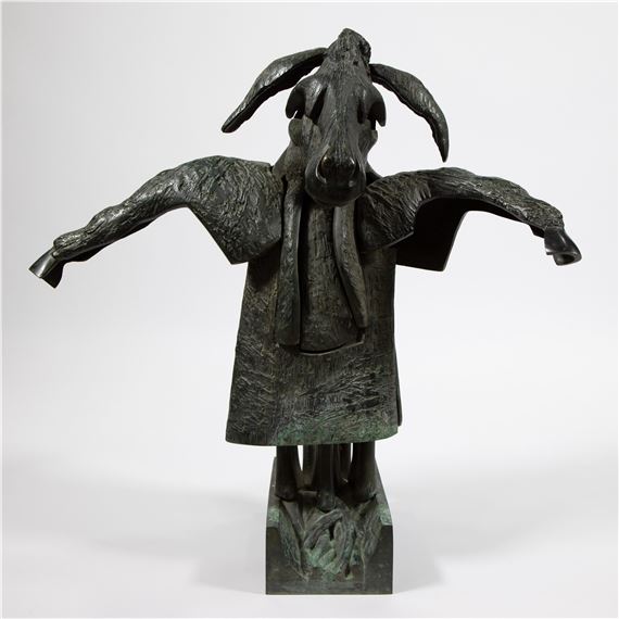 Jacques WILLAUMEZ Bronzen sculptuur met groene patine Peau d'âne
