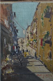 Box containing nine unframed oil paintings - Giuseppe Torelli