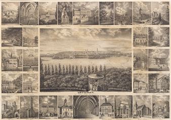 "Göttingen von Rohn's Berge aus gesehen". Originaltitel - Rudolph Hermann