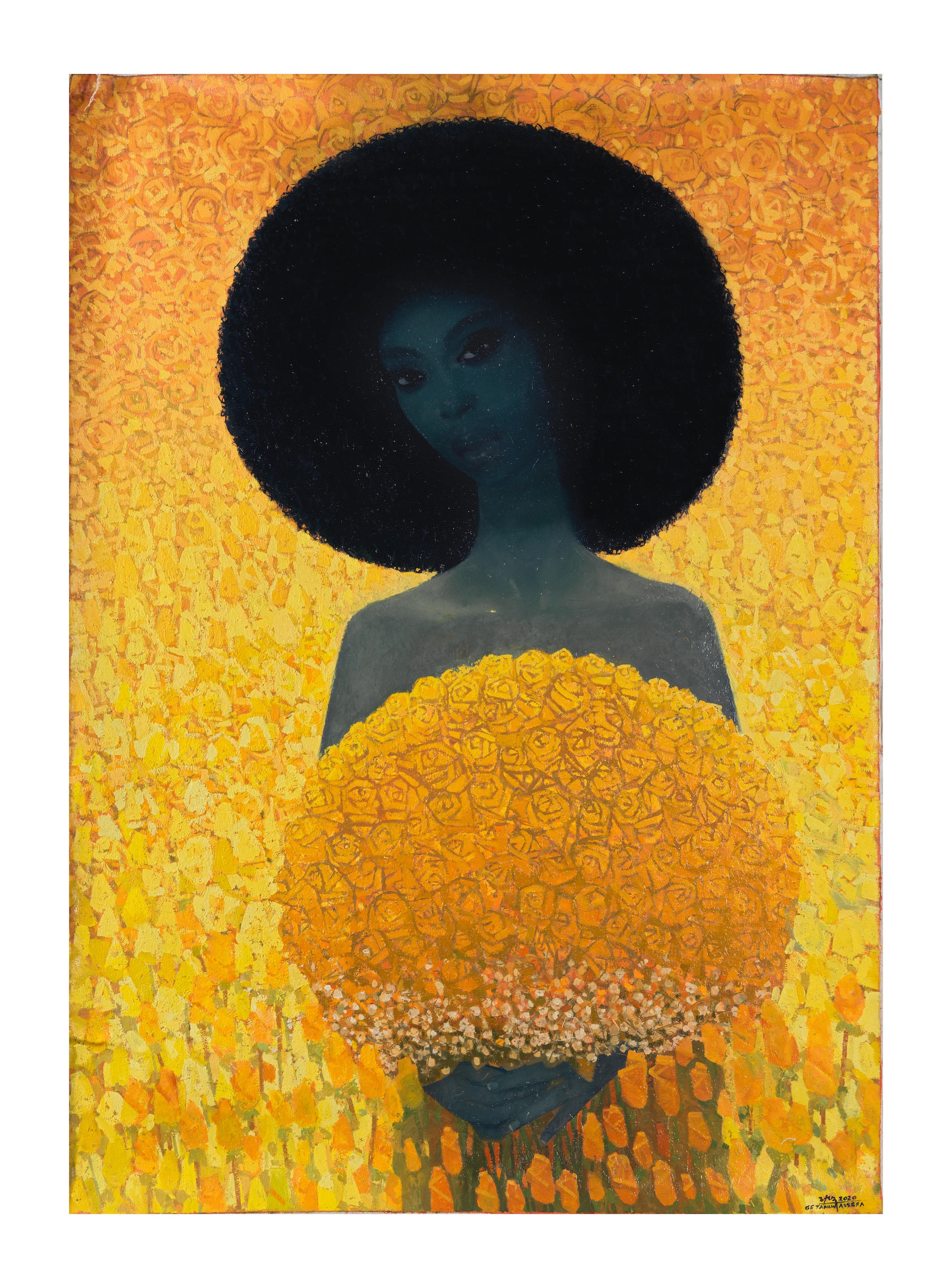 Getahun Balcha | Girl in yellow flowers (2020) | MutualArt