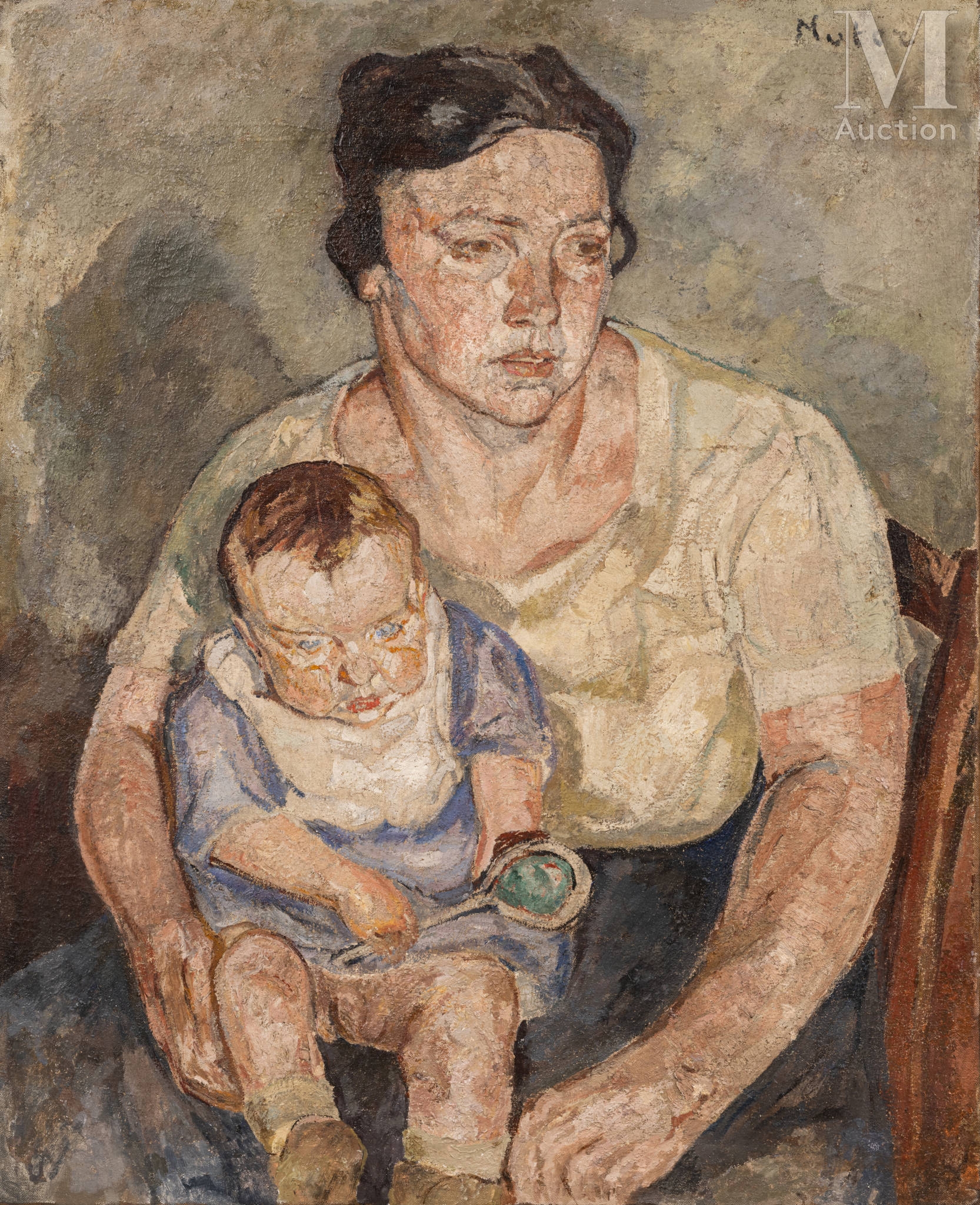 Artwork by Maria-Mela Muter, Portrait d'une mère et de son enfant, Made of Oil on canvas
