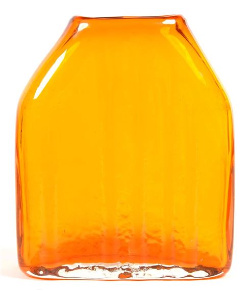 A WHITEFRIARS TEXTURED RANGE TANGERINE GLASS SHOULDER VASE D by Geoffrey Baxter, 1970