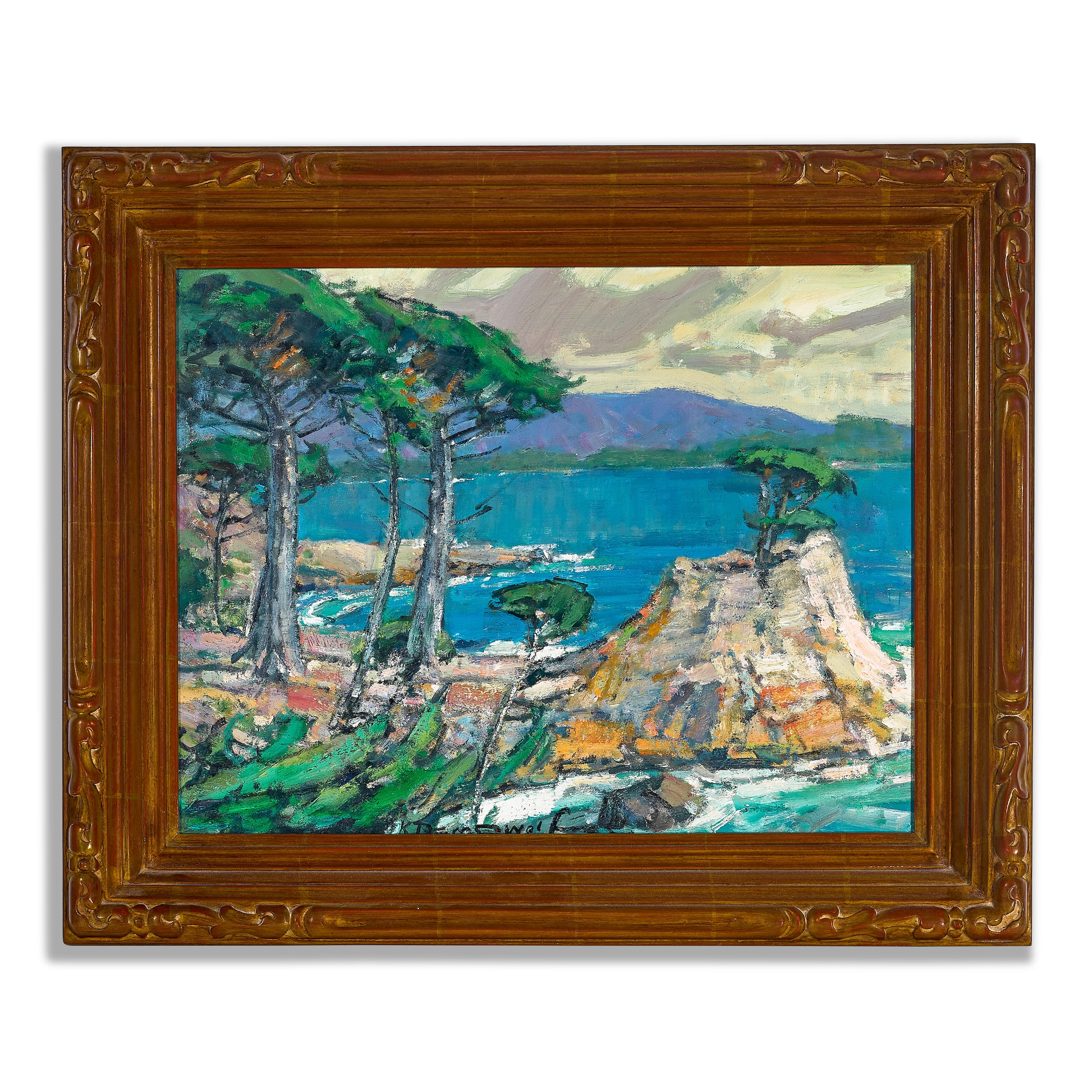 Artwork by Karl Dempwolf, Lone Cypress, Made of oil on canvasboard