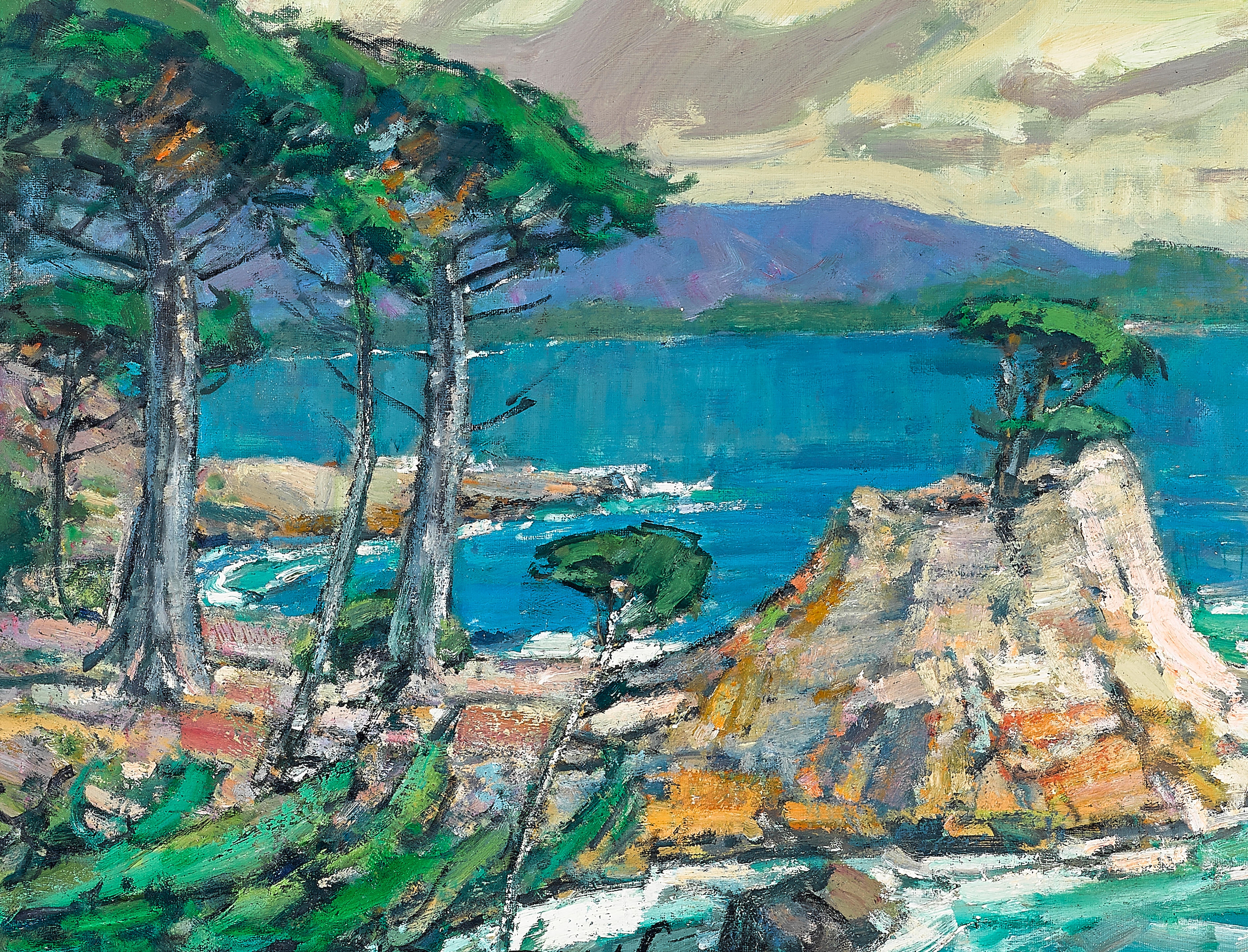 Artwork by Karl Dempwolf, Lone Cypress, Made of oil on canvasboard