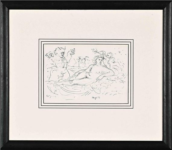 Reclining Nude and Satyr by Braam Kruger, 1991