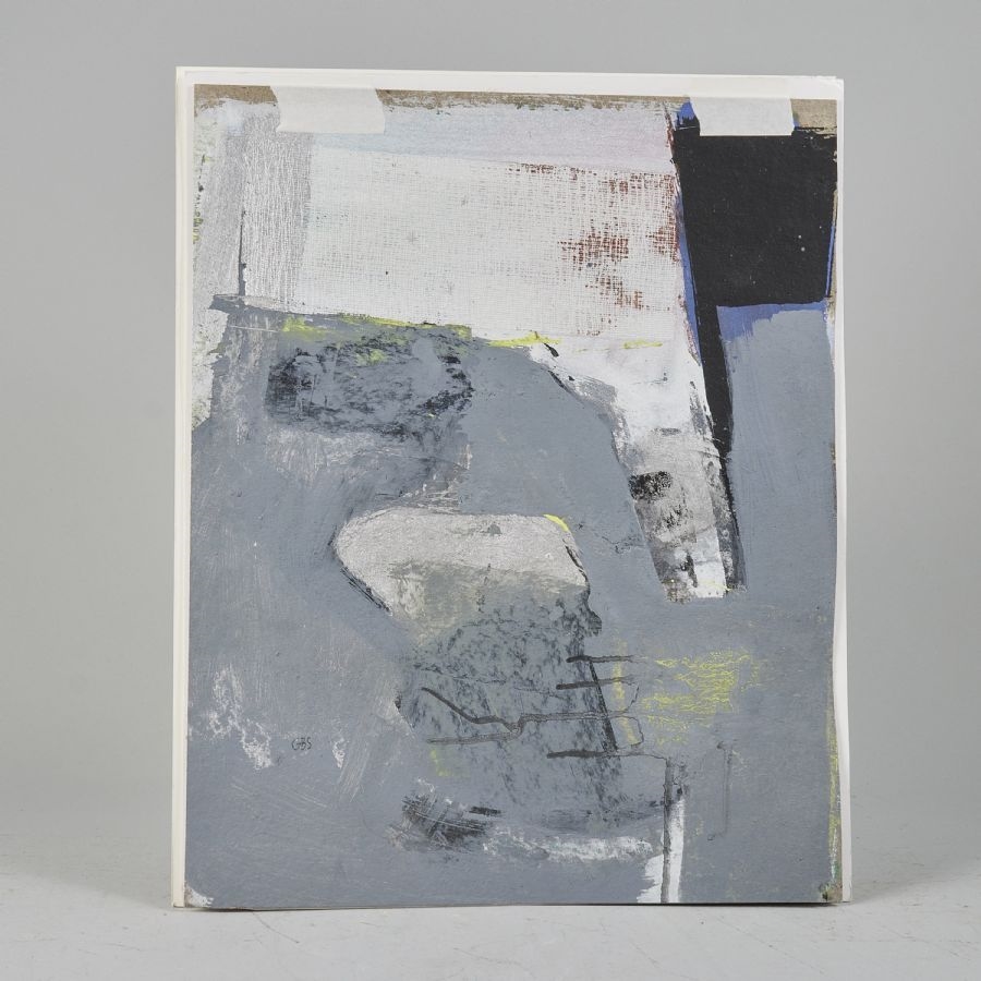 Artwork by Gun-Britt Sundstedt, Sweden. Grå komposition. Monogramsignerad GBS. Mixed media, Made of Mixed media