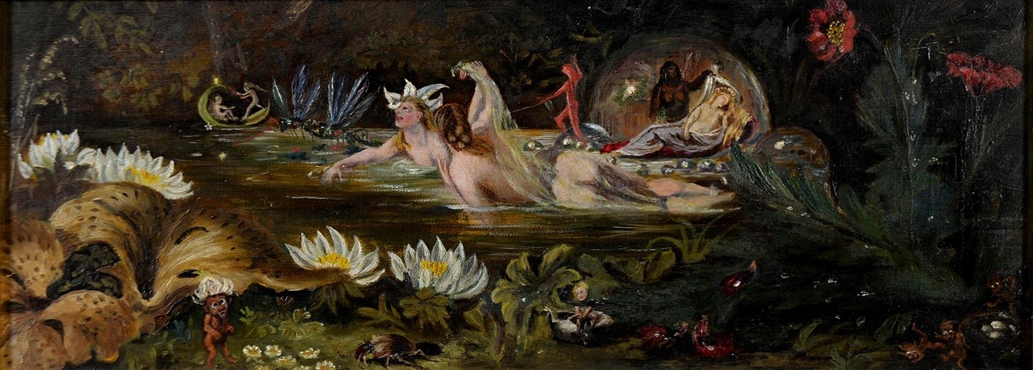 Artwork by John Anster Fitzgerald, 19TH C FOLLOWER OF JOHN ANSTER FITZGERALD, THE REALM OF THE, Made of OIL ON CANVAS