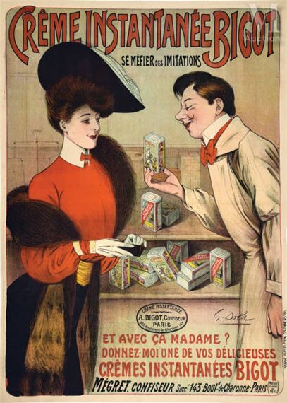 Crème Instantanée Bigot Mégret Confiseur 143 Boulevard de Charonne Paris by Georges Dola, 1910