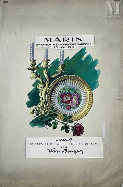 Sold at Auction: Claude Bonin, Carven, ma griffe , un parfum jeune de Carven  6 Rond Point des Champs Elysées Paris Gouache