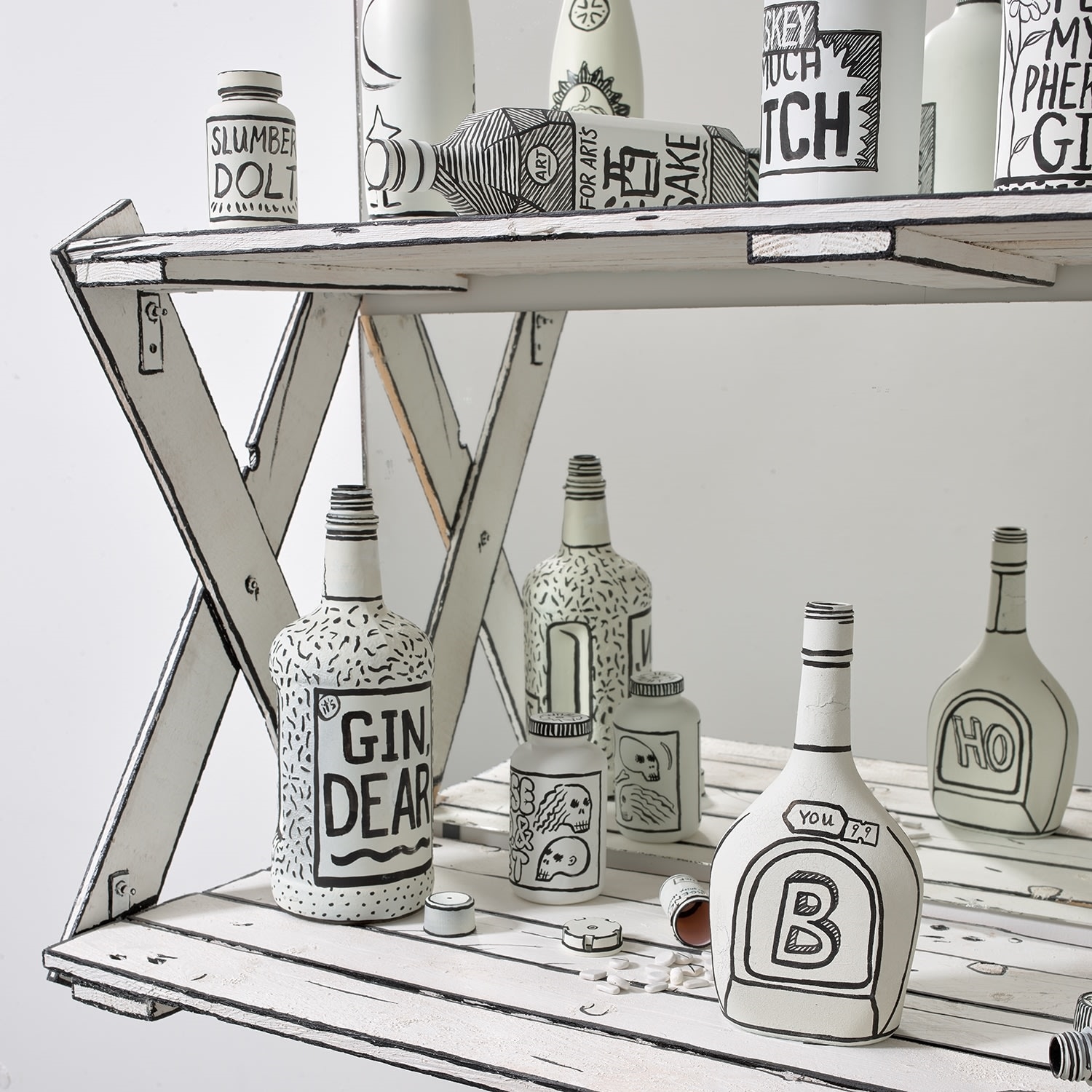 Mary Reid Kelley | Pasiphae’s Liquor Cabinet (2014) | MutualArt