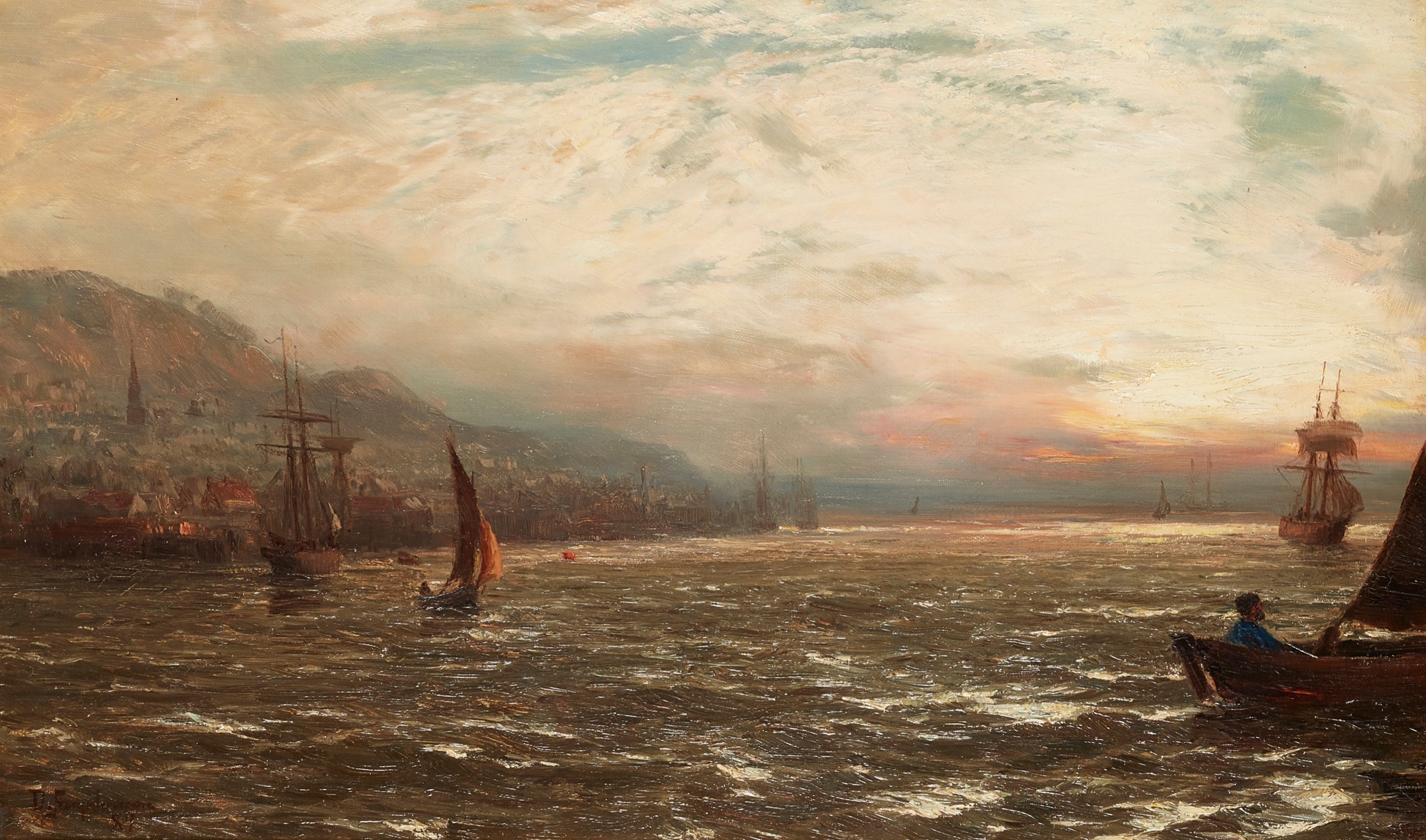 Artwork by David Farquharson, THE TAY AT NEWBURGH, Made of oil on canvas