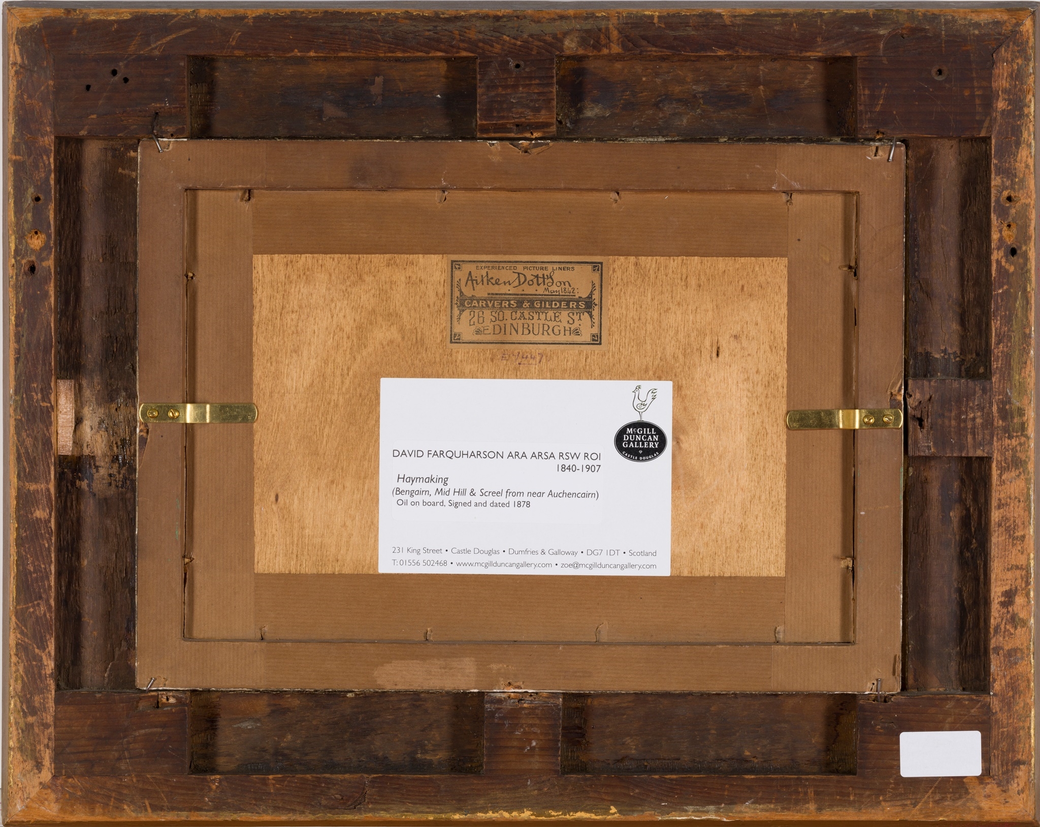 Artwork by David Farquharson, HAYMAKING - BENGAIRN, MID HILL AND SCREEL FROM AUCHENCAIRN, Made of oil on board