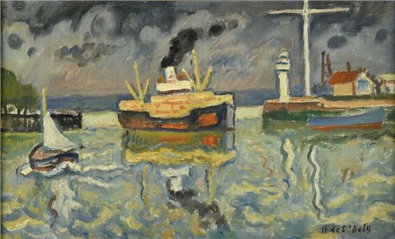 Henri de SAINT-DELIS (1878-1949)
Paquebot rentrant au port
Huile sur carton.
Signé en bas à droite.
22 x 35,5 cm by Henri Liénard de Saint-Délis