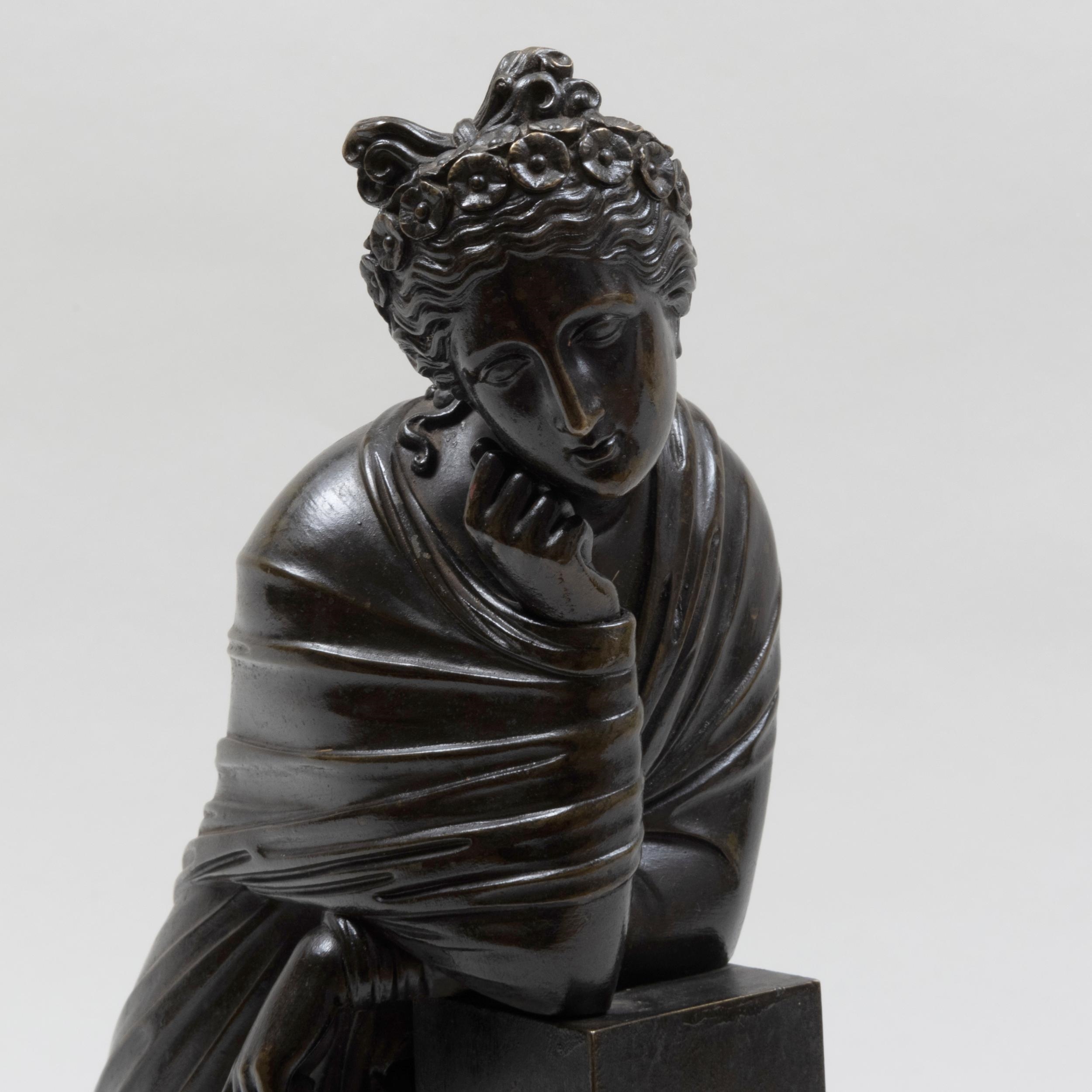 French School French Bronze Model of a Melancholy Vestal Figure