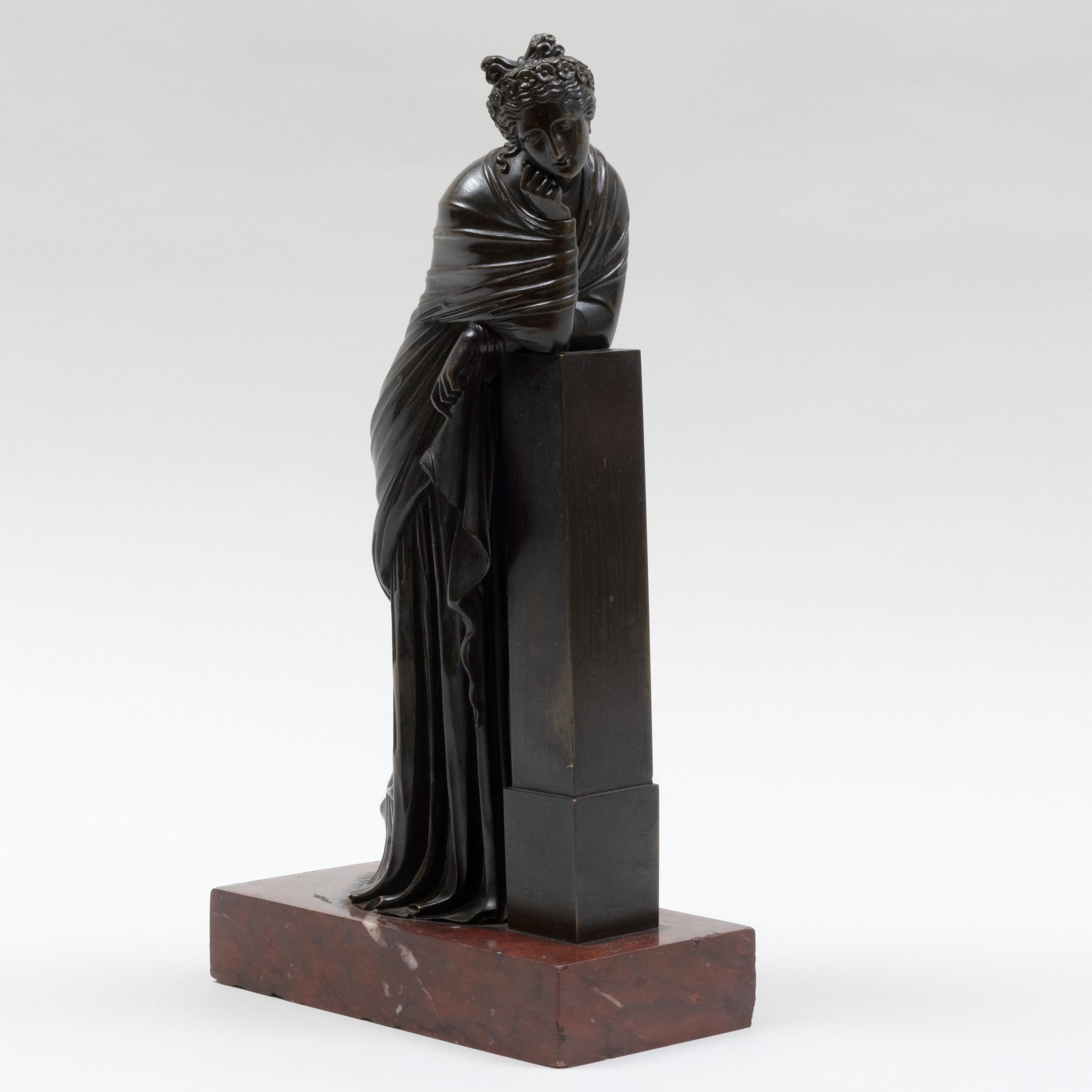 French School French Bronze Model of a Melancholy Vestal Figure