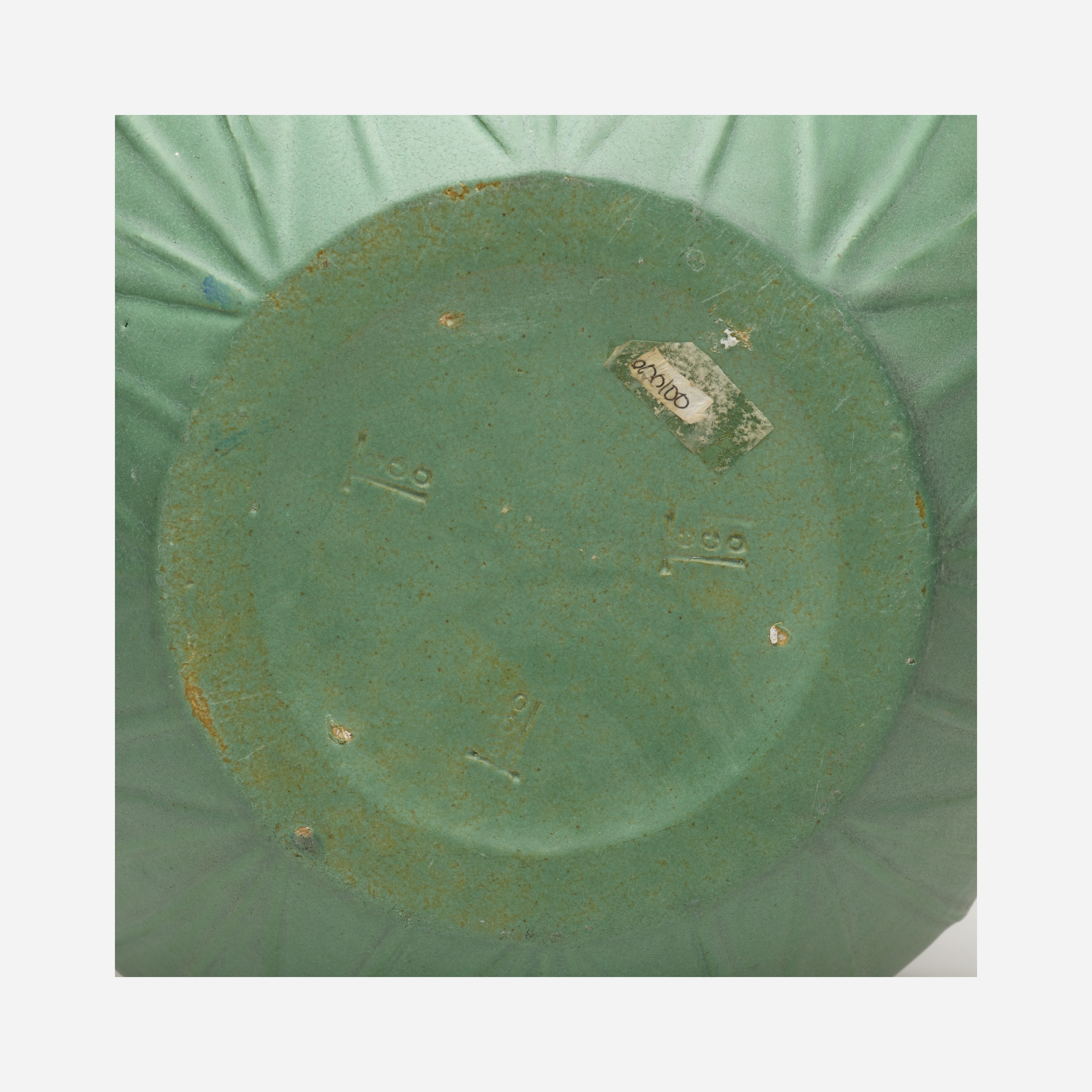 Artwork by Hugh M. G. Garden, Rare jardiniere with lotus blossoms and arrowhead leaves, model 106, Made of glazed earthenware