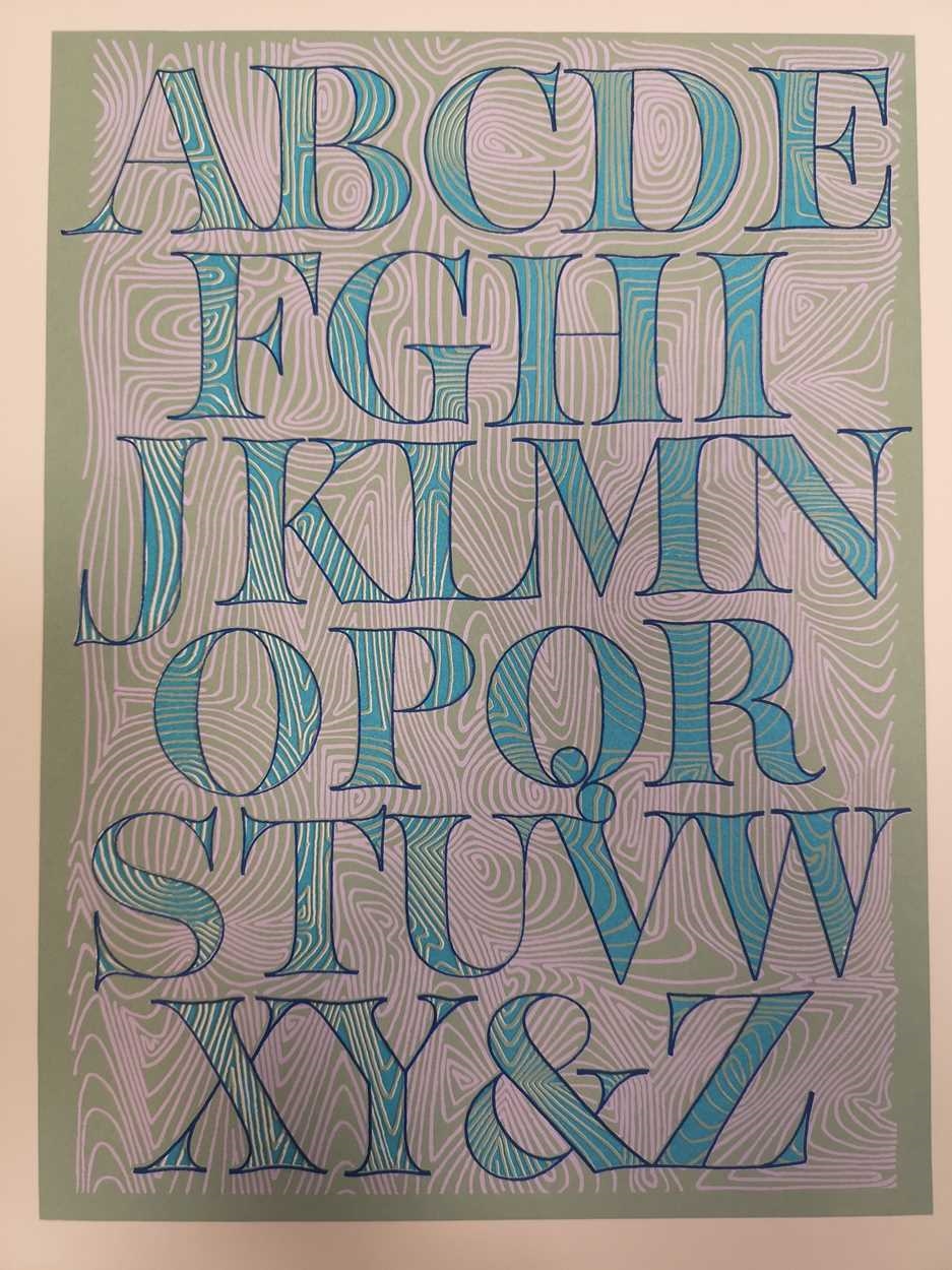 Artwork by David Kindersley, A series of 12 unframed Alphabet, Made of prints