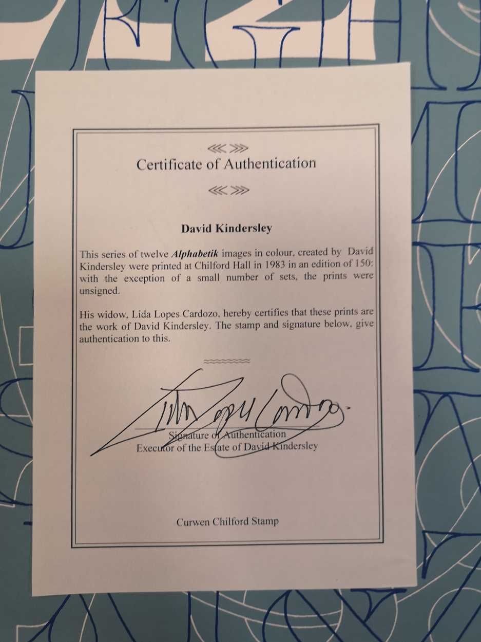 Artwork by David Kindersley, A series of 12 unframed Alphabet, Made of prints