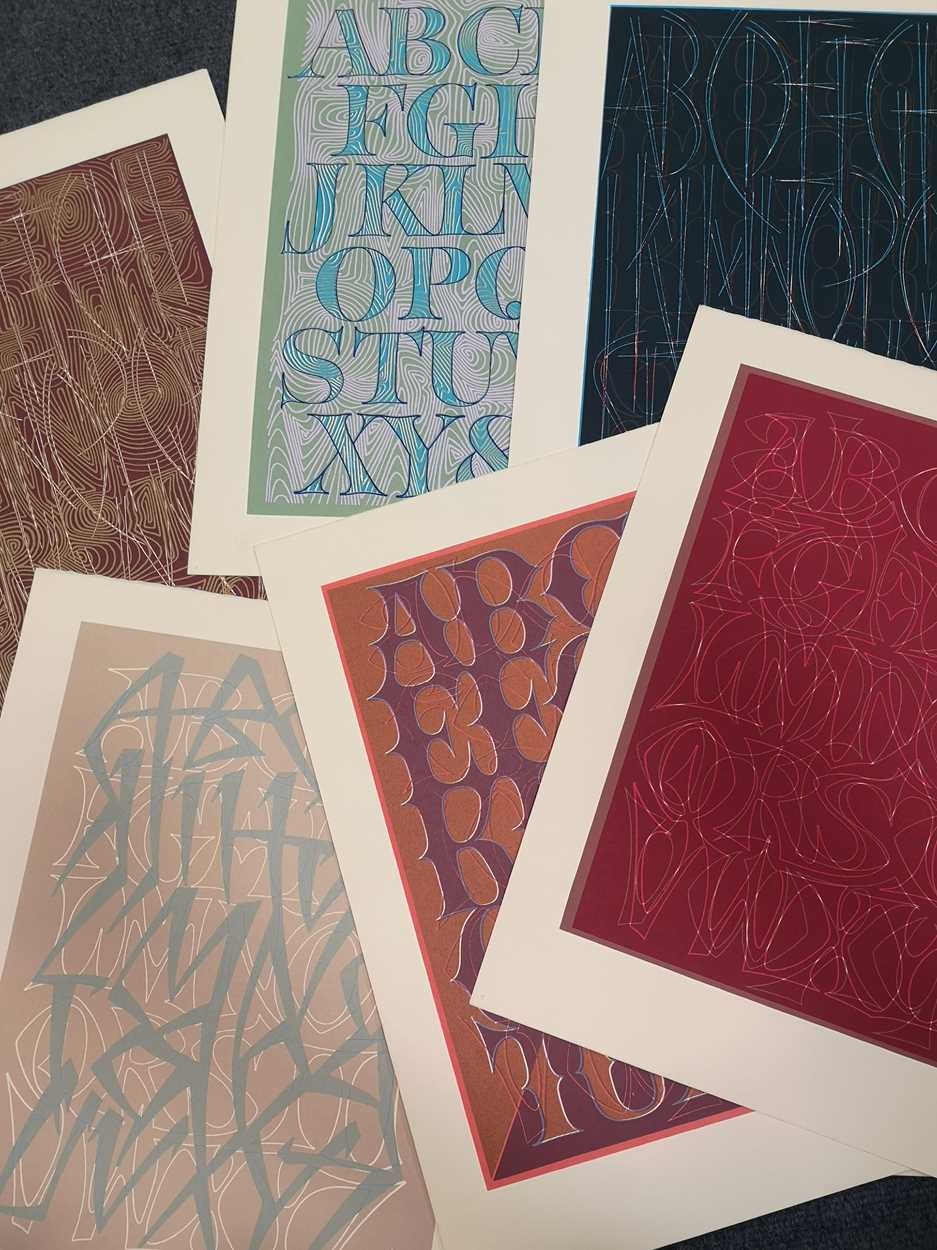 Artwork by David Kindersley, A series of 12 unframed Alphabet, Made of prints