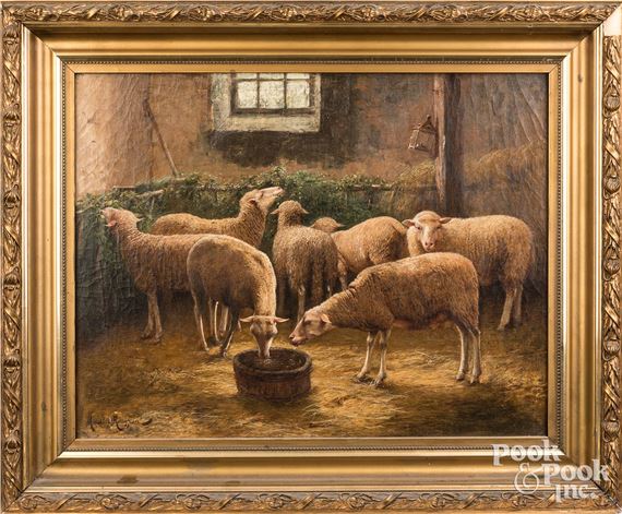 barn scene by Maurice Brenier Rousseau
