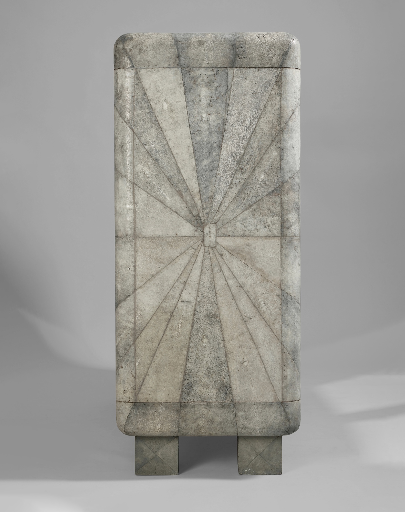 Artwork by Pierre Legrain, A Rare Cabinet, Made of shagreen, mirrored glass, birdseye maple