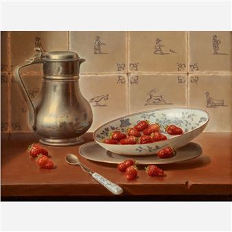 Delft Still Life with Strawberries - Pieter Moleveld