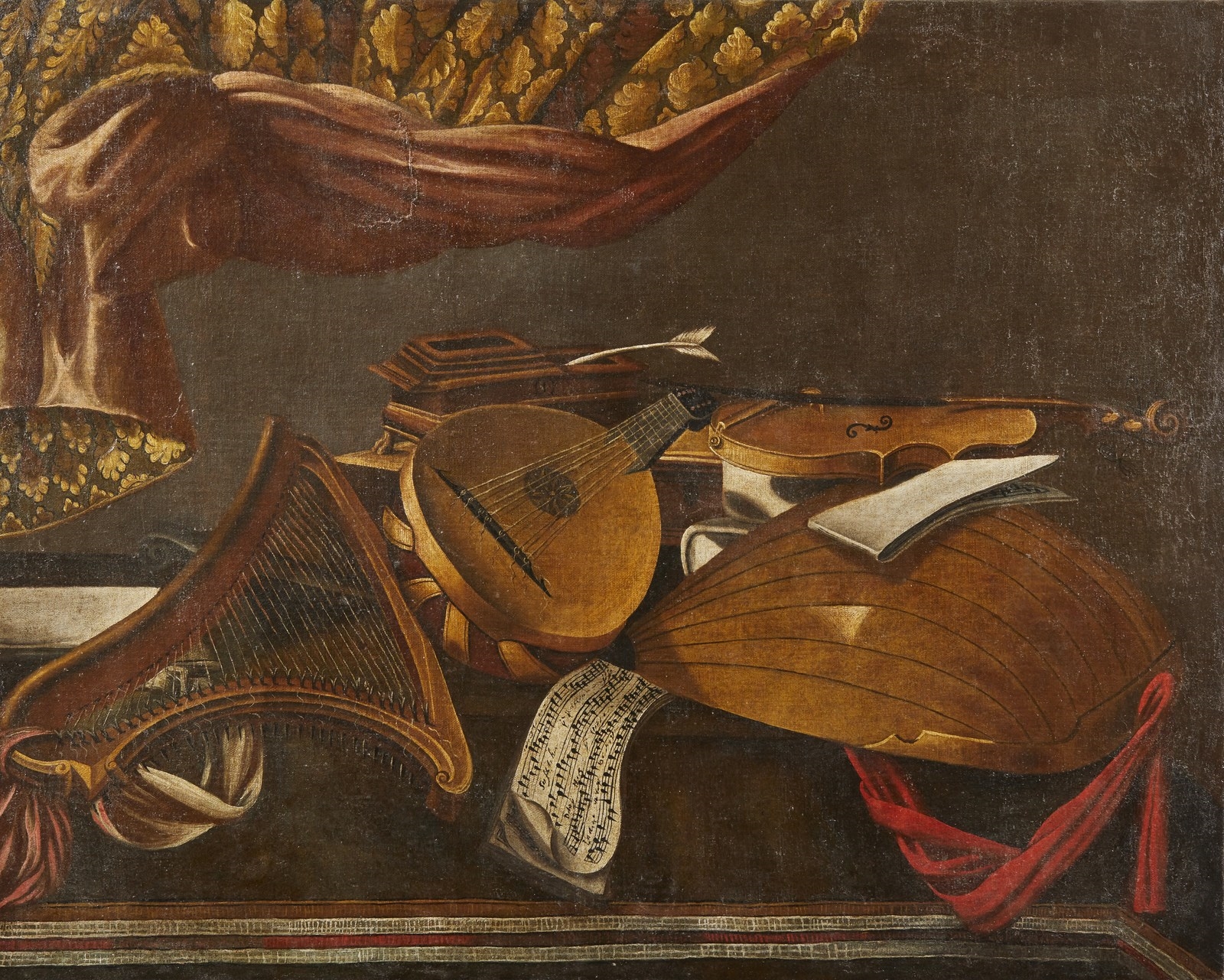 Evaristo Baschenis Still life with harp, lutes and violin MutualArt