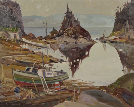 Bush Bay Nova Scotia Huile sur toile, signée en bas à gauche et au dos L. Tremblay Dimension: 24" x 30" 61 x 76.2 cm ------------- Tremblay, Louis by Louis Tremblay