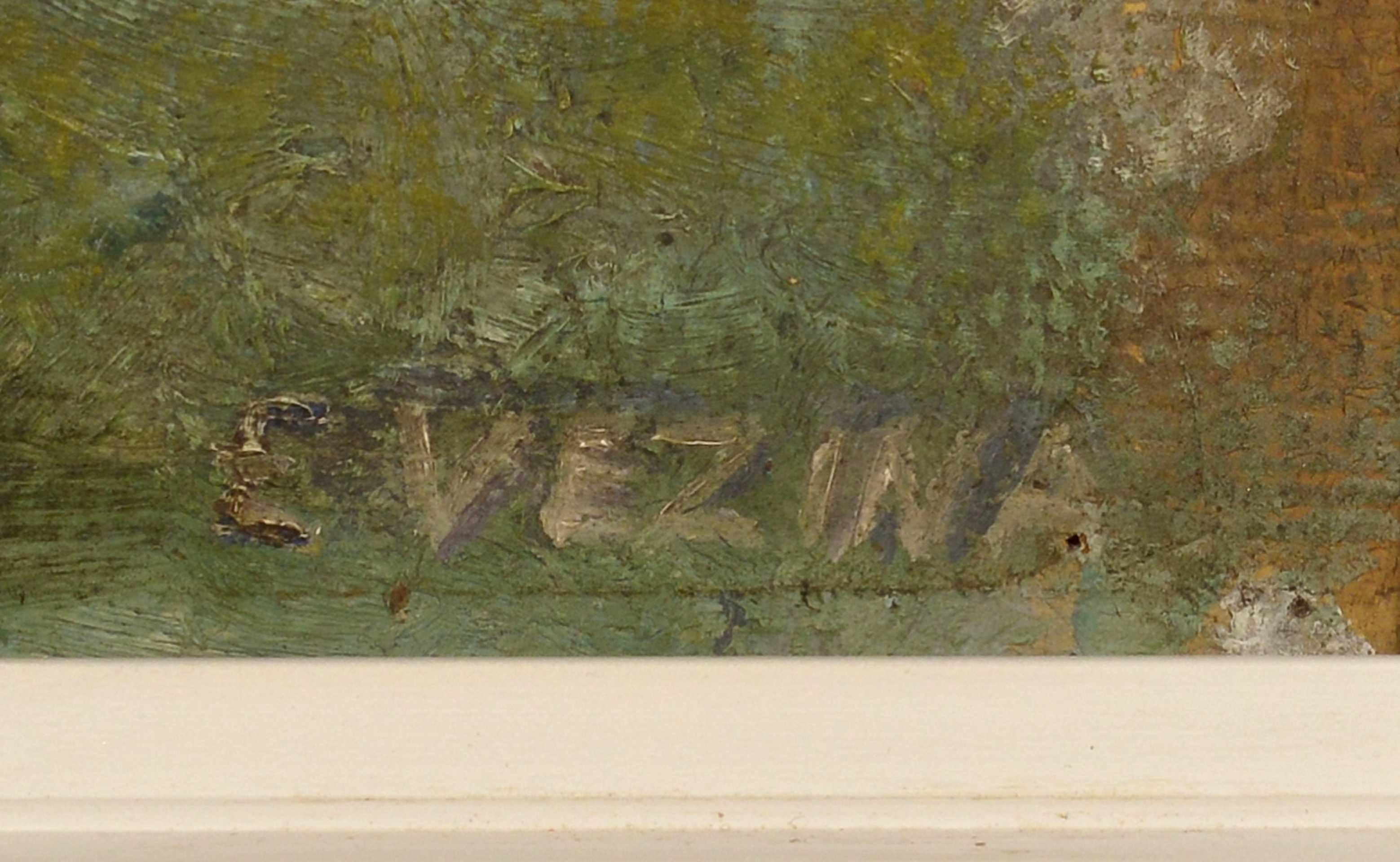 Artwork by Émile Vézina, Paysage Huile sur toile cartonnée, signée en bas à droite E. Vézina Dimension: 13" x 21" 33 x 53.3 cm ------------- Vézina, Émile, Made of Oil on canvas