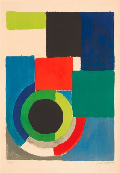 Large red square by Sonia Delaunay, circa 1970