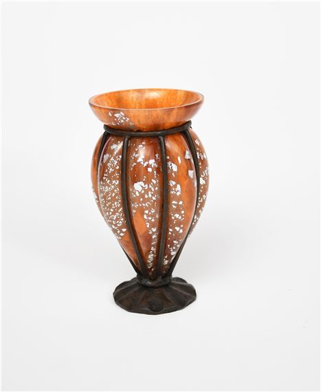 André Delatte | An Art Deco Delatte metal mounted glass vase by Andre ...