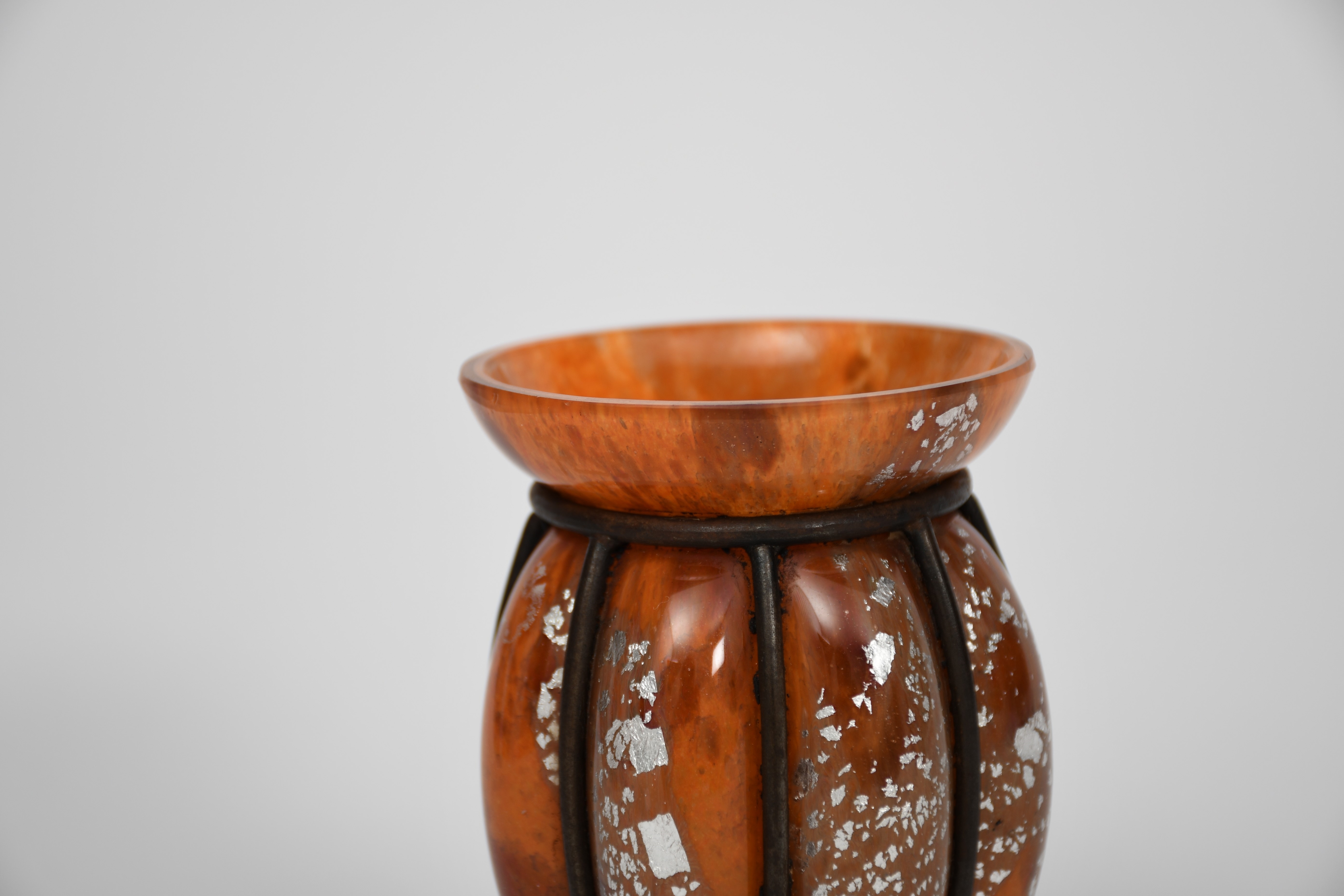 André Delatte | An Art Deco Delatte metal mounted glass vase by Andre ...