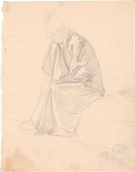 Künstlerfreund mit Umhang und hohem Hut: Mantelstudie - Philipp Karl Peter‏ Stöhr