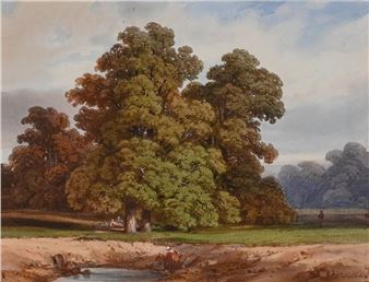 Pastoral Landscape with Large Trees. - Laurent Joseph Pelletier