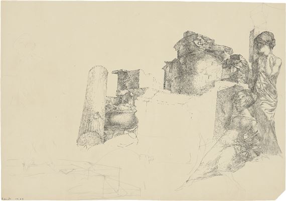 Ruinen und Mädchen by Heinz Zander, 1969