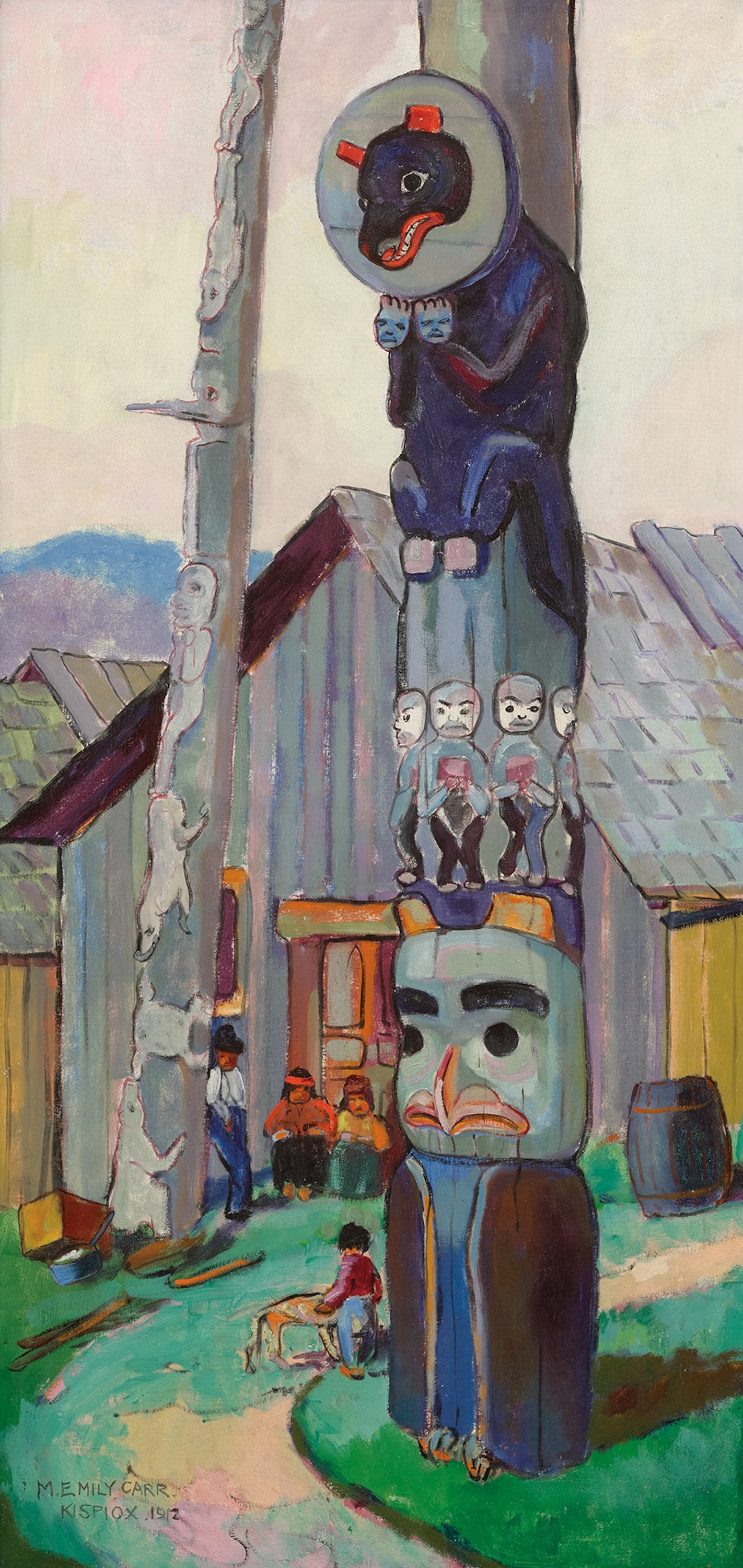 Artwork by Emily Carr, The Totem of the Bear and the Moon, Made of oil on canvas