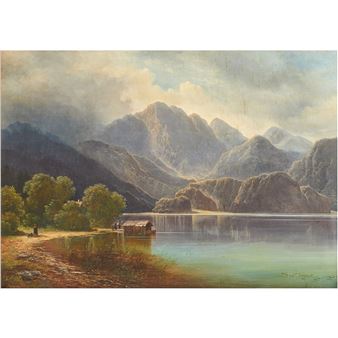 19th Century oil on canvas landscape - Carl Hafner