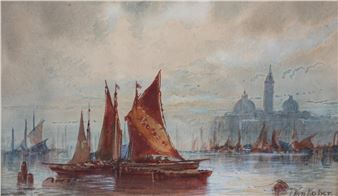 Venetian lagoon with fishing boats at anchor - Jac Koper