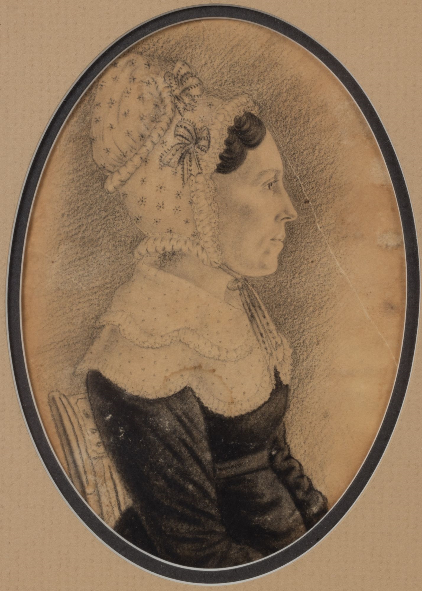 Artwork by Silon Amos Henkel, FOLK ART PAIR OF MINIATURE PORTRAITS, with illegible name of sitter and "Charlottesville Virginia" on reverse, Made of miniature
