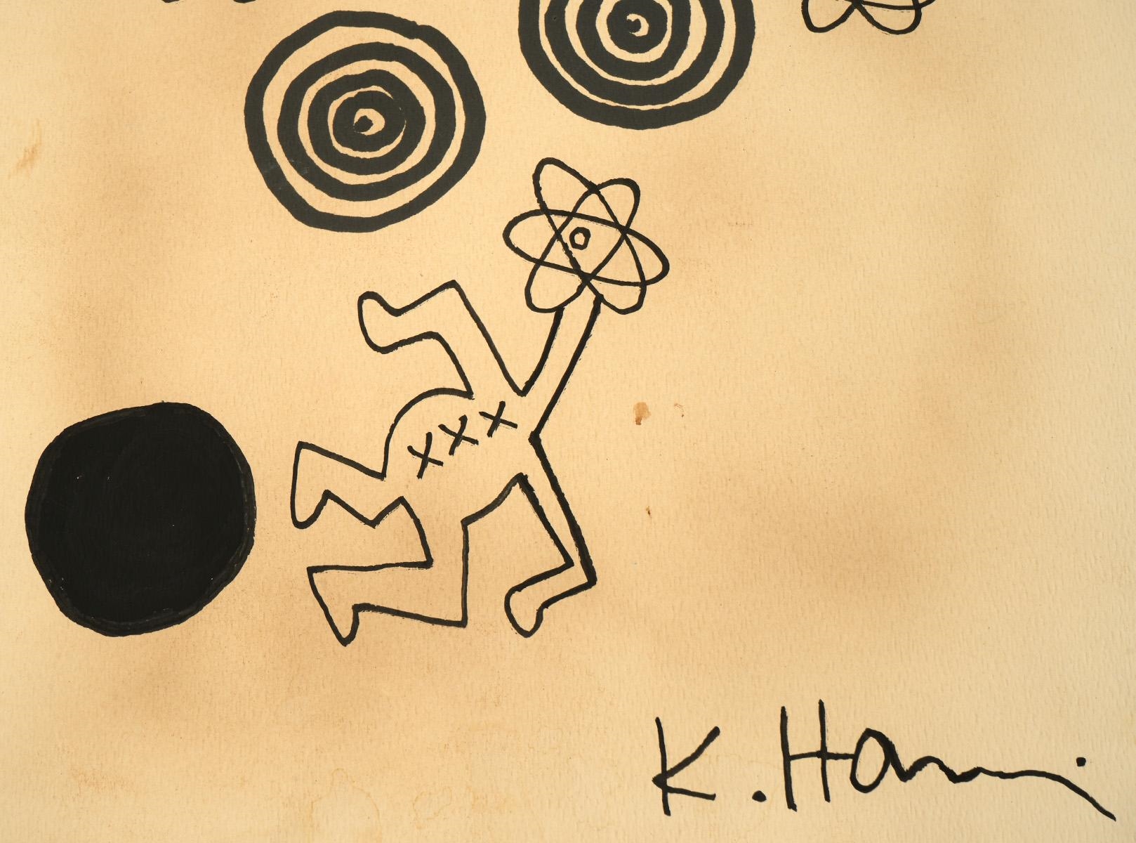 Keith Haring | Attrib. Keith Haring Ink Drawing with Paperwork (1987 ...