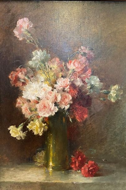 Artwork by Mathieu Kohler, Bouquet of carnations, Made of Oil on canvas