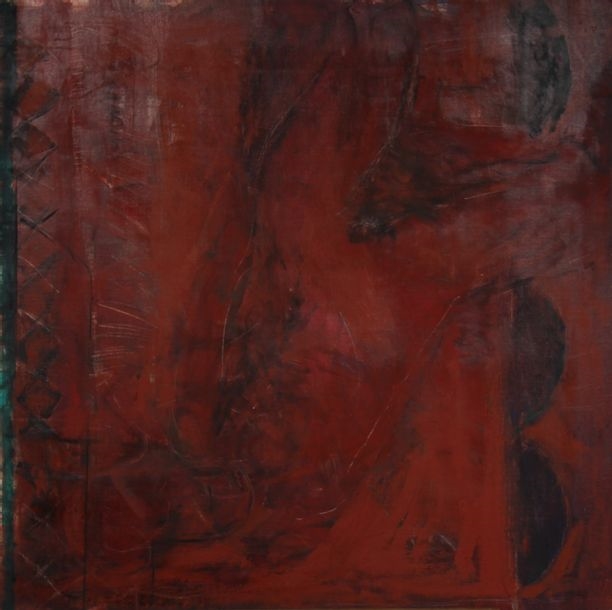 Artwork by Jean-Marie Deroche, Au rouge et pont : Ophélia ? Huile sur toile signée et titrée